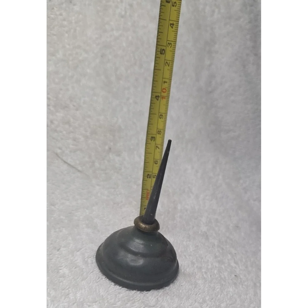 Vintage Miniature Thumb Pump Oil Can Metal Bench Oiler Antique Industrial Patina